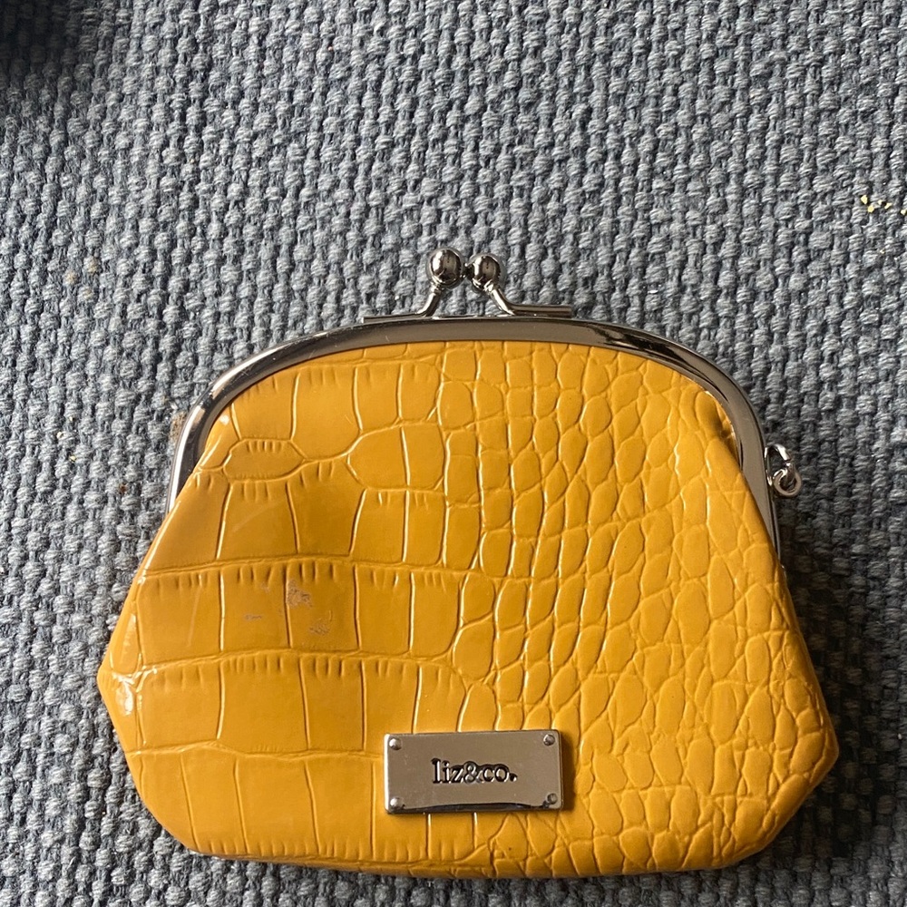 Liz Claiborne Mustard Croc-Embossed Wristlet